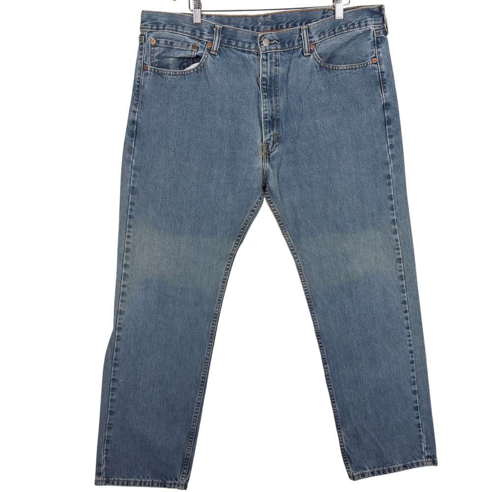 Levis 505 Regular Fit Straight Leg Jeans Medium Wash Blue 40x32 Mens Denim